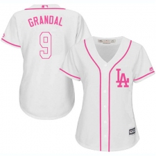 Women's Majestic Los Angeles Dodgers #9 Yasmani Grandal Replica White Fashion Cool Base MLB Jersey