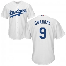 Youth Majestic Los Angeles Dodgers #9 Yasmani Grandal Replica White Home Cool Base MLB Jersey