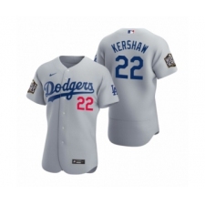 Men's Los Angeles Dodgers #22 Clayton Kershaw Nike Gray 2020 World Series Authentic Jersey