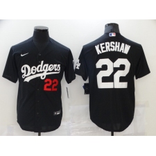 Men's Nike Los Angeles Dodgers #22 Clayton Kershaw Black Authentic Jersey