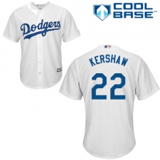 Youth Majestic Los Angeles Dodgers #22 Clayton Kershaw Replica White Home Cool Base MLB Jersey