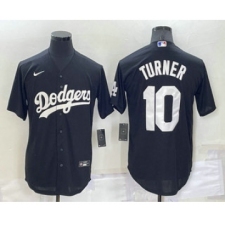 Men's Los Angeles Dodgers #10 Justin Turner Black Turn Back The Clock Stitched Cool Base Jersey