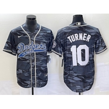 Men's Los Angeles Dodgers #10 Justin Turner Grey Camo Cool Base Stitched Baseball Jersey1