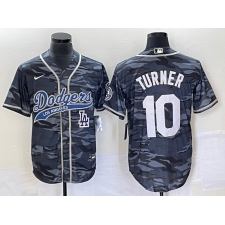 Men's Los Angeles Dodgers #10 Justin Turner Grey Camo Cool Base Stitched Baseball Jersey
