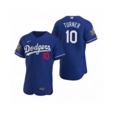 Men's Los Angeles Dodgers #10 Justin Turner Nike Royal 2020 World Series Authentic Jersey