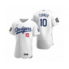 Men's Los Angeles Dodgers #10 Justin Turner Nike White 2020 World Series Authentic Jersey