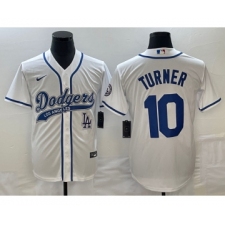 Men's Los Angeles Dodgers #10 Justin Turner White Cool Base Stitched Baseball Jersey
