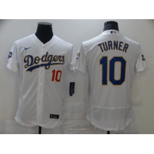 Men's Los Angeles Dodgers #10 Justin Turner White World Series Champions Authentic Jersey