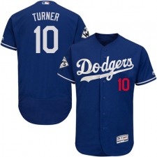 Men's Majestic Los Angeles Dodgers #10 Justin Turner Authentic Royal Blue Alternate 2017 World Series Bound Flex Base MLB Jersey
