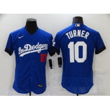 Men's Nike Los Angeles Dodgers #10 Justin Turner Blue Elite City Player Jersey