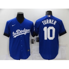 Men's Nike Los Angeles Dodgers #10 Justin Turner Blue Game City Player Jersey