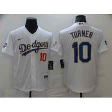 Men's Nike Los Angeles Dodgers #10 Justin Turner White Game Champions Authentic Jersey