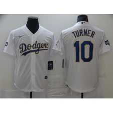 Men's Nike Los Angeles Dodgers #10 Justin Turner White Game Champions Jersey