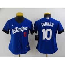 Women's Los Angeles Dodgers #10 Justin Turner Blue City Player Jersey