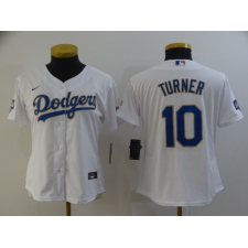 Women's Nike Los Angeles Dodgers #10 Justin Turner White Champions  Jersey