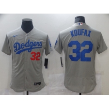 Men's Los Angeles Dodgers #32 Sandy Koufax Gray Alternate Flex Base Authentic Jersey