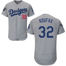 Men's Majestic Los Angeles Dodgers #32 Sandy Koufax Gray Alternate Flex Base Authentic Collection 2018 World Series MLB Jersey