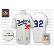 Men's Mitchell and Ness Los Angeles Dodgers #32 Sandy Koufax Replica White Throwback MLB Jersey