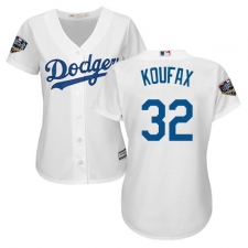 Women's Majestic Los Angeles Dodgers #32 Sandy Koufax Authentic White Home Cool Base 2018 World Series MLB Jersey