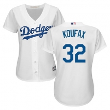 Women's Majestic Los Angeles Dodgers #32 Sandy Koufax Replica White Home Cool Base MLB Jersey