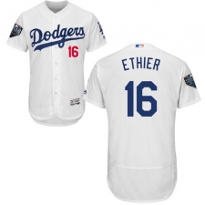Men's Majestic Los Angeles Dodgers #16 Andre Ethier White Home Flex Base Authentic Collection 2018 World Series MLB Jersey