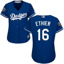 Women's Majestic Los Angeles Dodgers #16 Andre Ethier Authentic Royal Blue 2018 World Series MLB Jersey