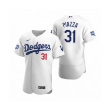 Men's Los Angeles Dodgers #31 Mike Piazza White 2020 World Series Champions Authentic Jersey