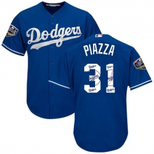 Men's Majestic Los Angeles Dodgers #31 Mike Piazza Authentic Royal Blue Team Logo Fashion Cool Base 2018 World Series MLB Jersey