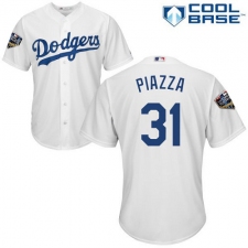 Youth Majestic Los Angeles Dodgers #31 Mike Piazza Authentic White Home Cool Base 2018 World Series MLB Jersey