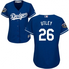 Women's Majestic Los Angeles Dodgers #26 Chase Utley Authentic Royal Blue Alternate Cool Base 2018 World Series MLB Jersey
