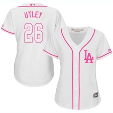 Women's Majestic Los Angeles Dodgers #26 Chase Utley Replica White Fashion Cool Base MLB Jersey