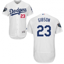 Men's Majestic Los Angeles Dodgers #23 Kirk Gibson White Home Flex Base Authentic Collection 2018 World Series MLB Jersey