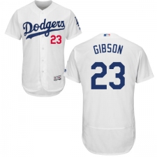 Men's Majestic Los Angeles Dodgers #23 Kirk Gibson White Home Flex Base Authentic Collection MLB Jersey