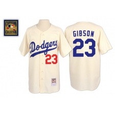 Men's Mitchell and Ness Los Angeles Dodgers #23 Kirk Gibson Replica Cream Throwback MLB Jersey