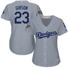 Women's Majestic Los Angeles Dodgers #23 Kirk Gibson Authentic Grey Road Cool Base 2018 World Series MLB Jersey