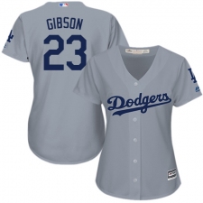 Women's Majestic Los Angeles Dodgers #23 Kirk Gibson Replica Grey Road Cool Base MLB Jersey