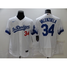 Men's Nike Los Angeles Dodgers #34 Fernando Valenzuela White Elite City Player Jersey