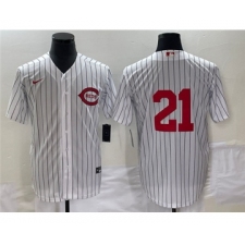 Men's Cincinnati Reds #21 Hunter Greene White Field of Dreams Stitched Baseball Jersey