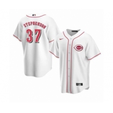Men's Cincinnati Reds #37 Tyler Stephenson White Stitched MLB Cool Base Nike Jersey