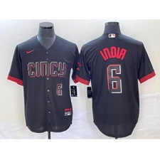 Men's Cincinnati Reds #6 Jonathan India Number Black 2023 City Connect Stitched Jersey2