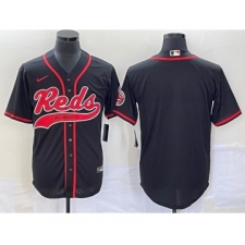 Men's Cincinnati Reds Black Cool Base Stitched Baseball Jersey