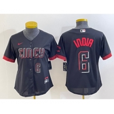 Women's Cincinnati Reds #6 Jonathan India Number Black 2023 City Connect Cool Base Stitched Jersey 1