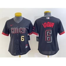 Women's Cincinnati Reds #6 Jonathan India Number Black 2023 City Connect Cool Base Stitched Jersey