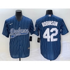 Men's Los Angeles Dodgers #42 Jackie Robinson Blue Pinstripe Cool Base Stitched Baseball Jersey