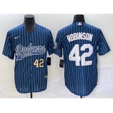 Men's Los Angeles Dodgers #42 Jackie Robinson Number Blue Pinstripe Cool Base Stitched Baseball Jersey