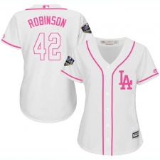 Women's Majestic Los Angeles Dodgers #42 Jackie Robinson Authentic White Fashion Cool Base 2018 World Series MLB Jersey