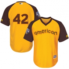 Youth Majestic Los Angeles Dodgers #42 Jackie Robinson Authentic Yellow 2016 All-Star American League BP Cool Base MLB Jersey