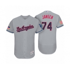 Men's Los Angeles Dodgers #74 Kenley Jansen Gray 2017 Independence Day Flex Base Jersey