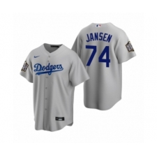 Men's Los Angeles Dodgers #74 Kenley Jansen Gray 2020 World Series Replica Jersey