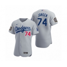 Men's Los Angeles Dodgers #74 Kenley Jansen Nike Gray 2020 World Series Authentic Jersey
